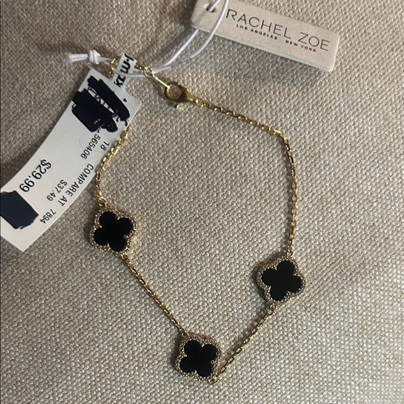 Rachel Zoe Elegant Gold and Black Clover Bracelet - Picture 6 of 6